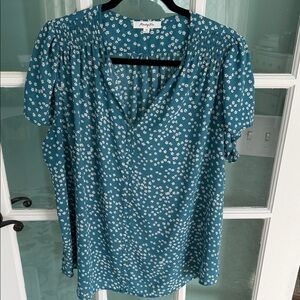Monday Fun Blue Floral Blouse